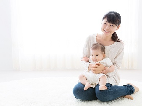 young asian mother and baby